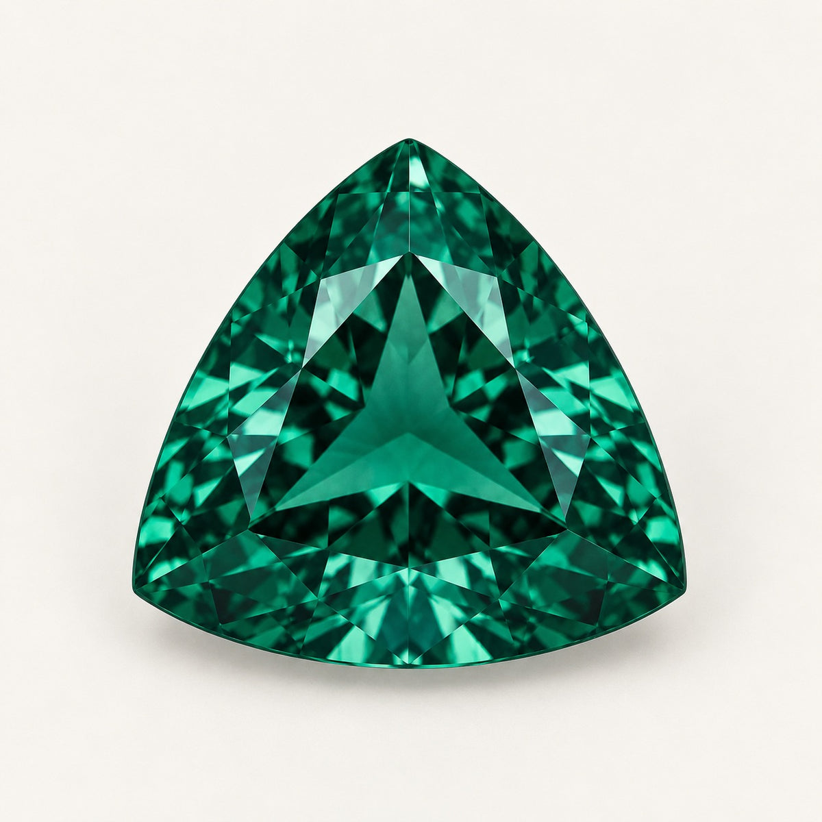 Zambian-colour lab-grown emerald, trillion cut