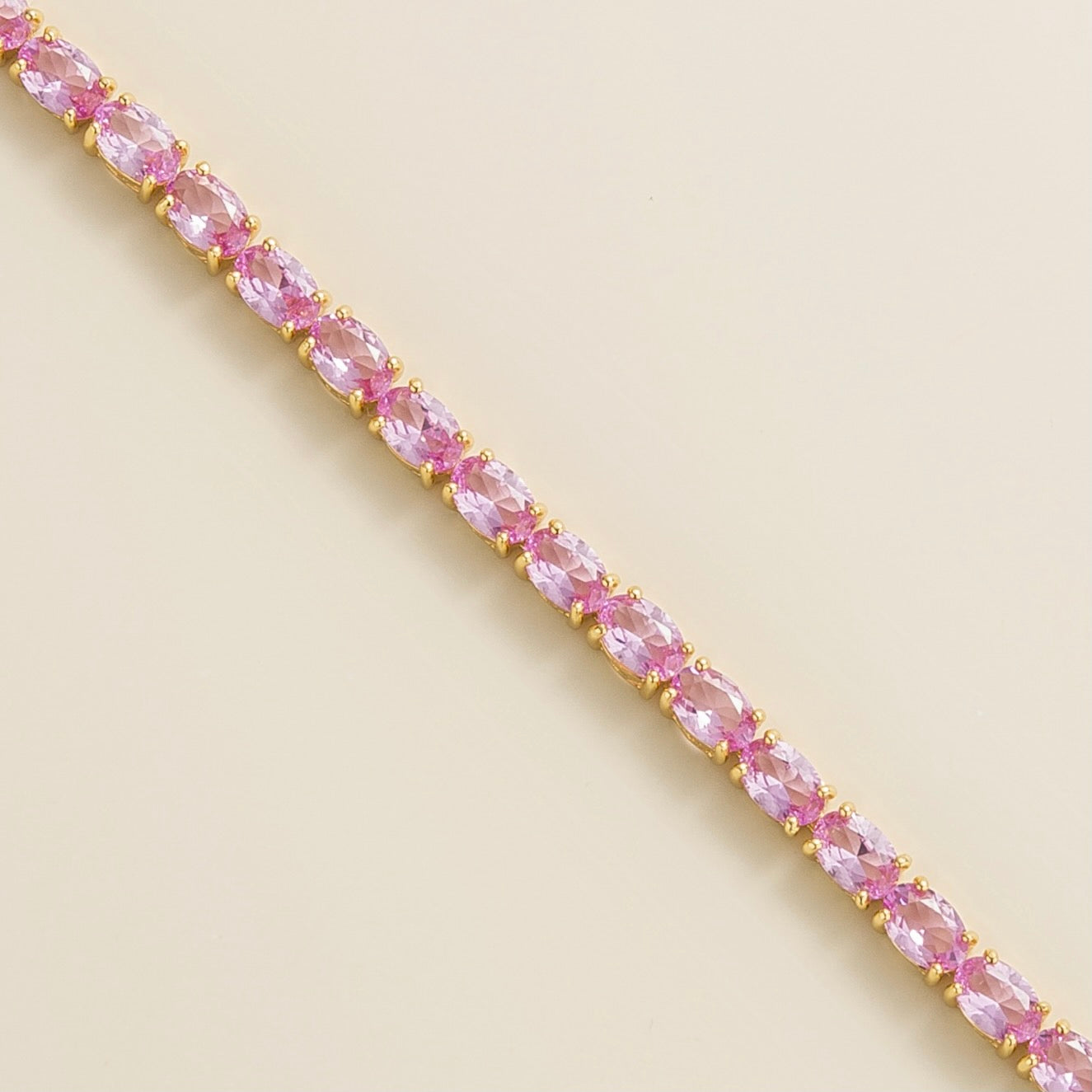 Salto Pastel Pink Sapphire Oval Tennis Bracelet in Gold