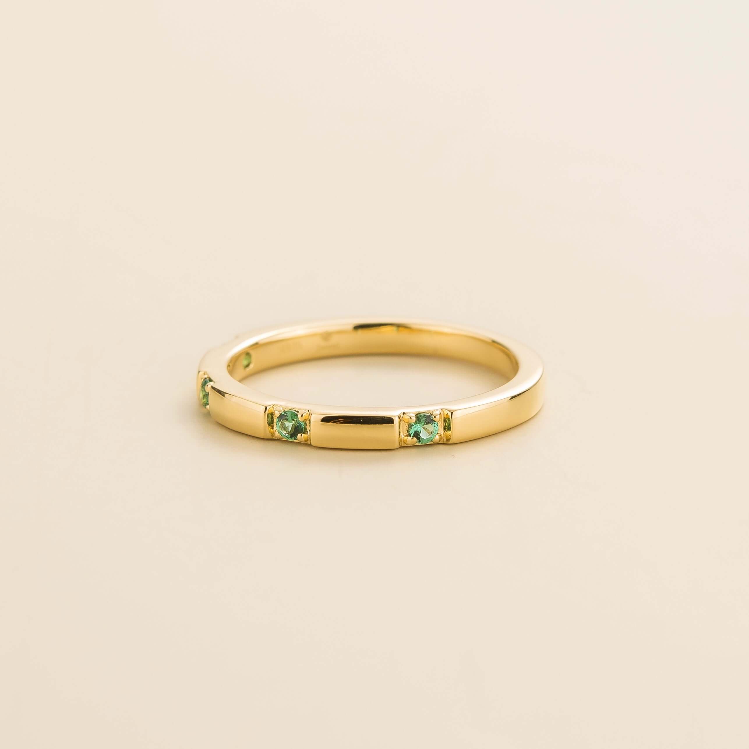 Balans Gold Ring Set With Emerald by Juvetti from London