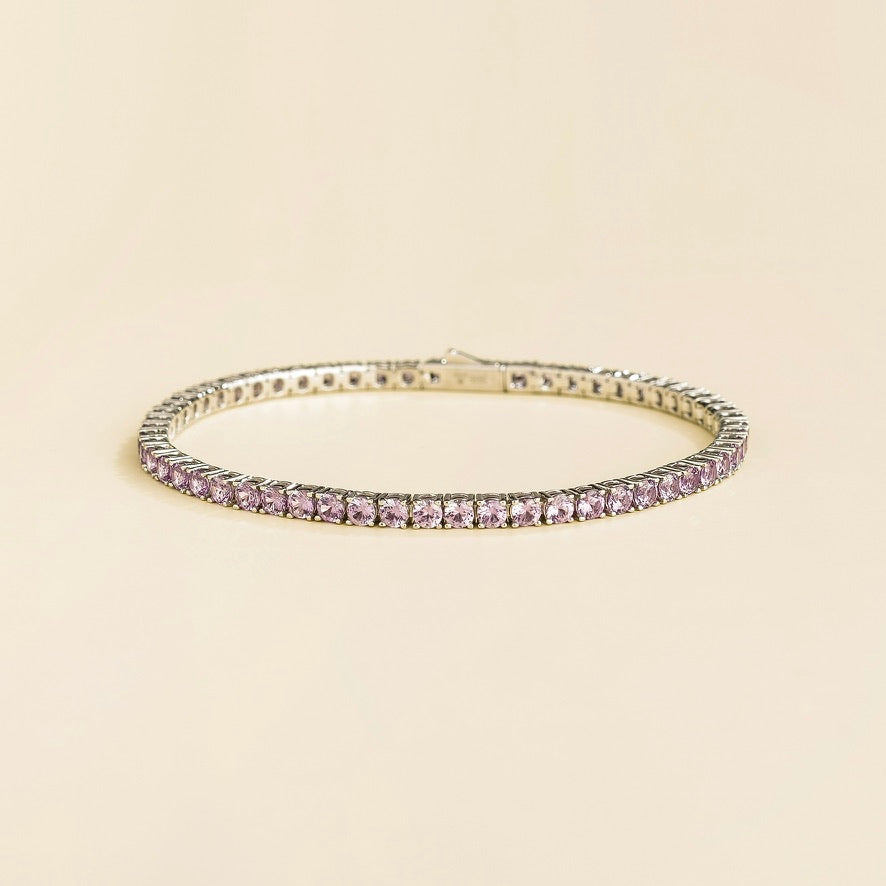 Stacy Purple Sapphire Round Tennis Bracelet in White Gold
