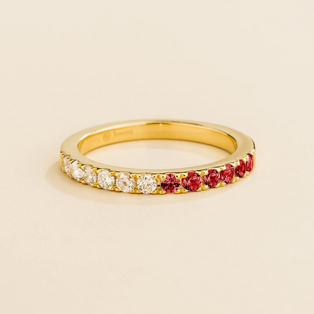Dimi Ruby & Diamond Half Eternity Gold Ring
