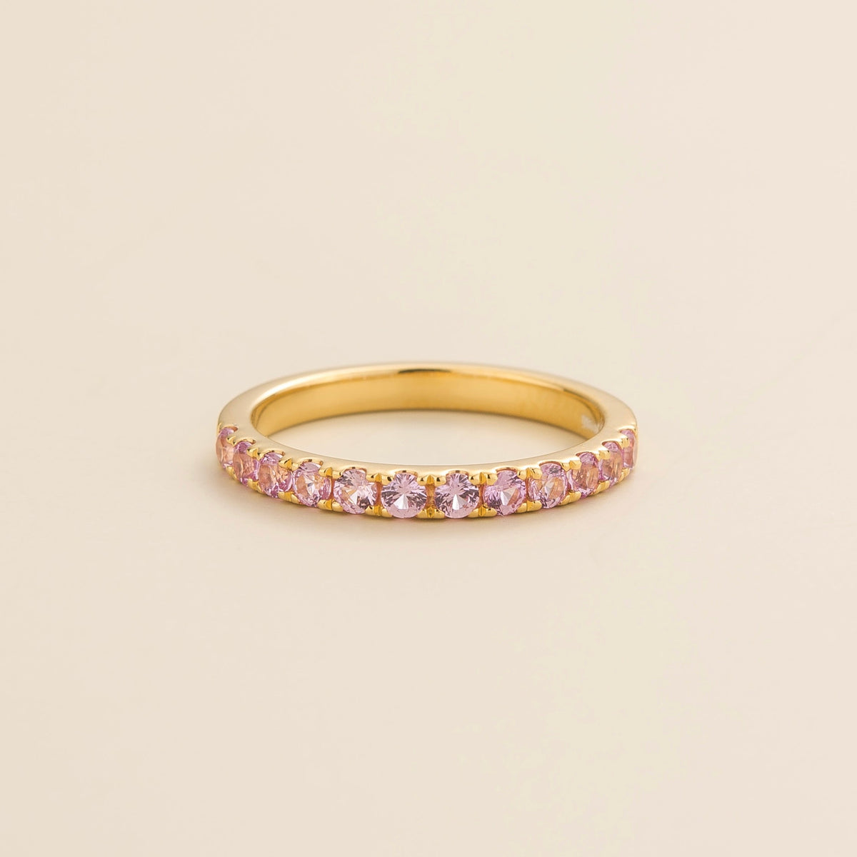 Salto Pink Sapphire Half Eternity Gold Ring