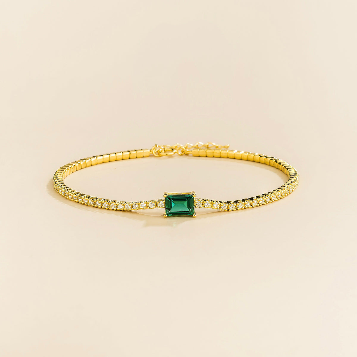 Mesa East-West Emerald-Cut Emerald & Diamond Tennis Bracelet in Gold