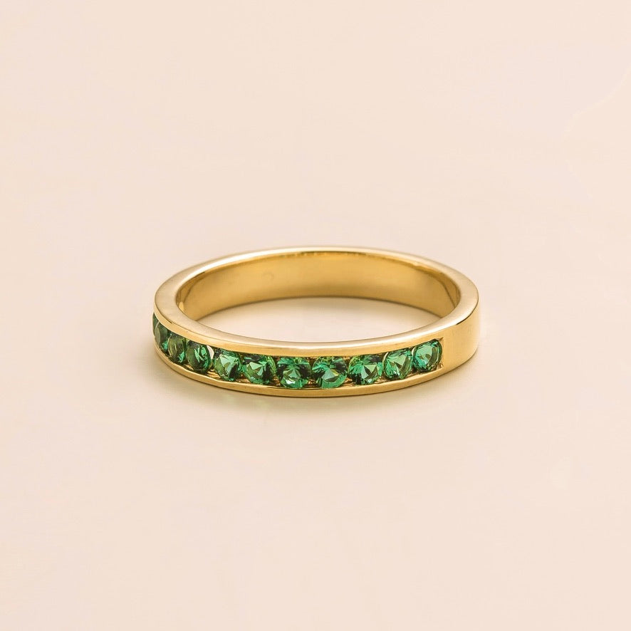Margo Emerald Channel Band Ring in Gold - side view