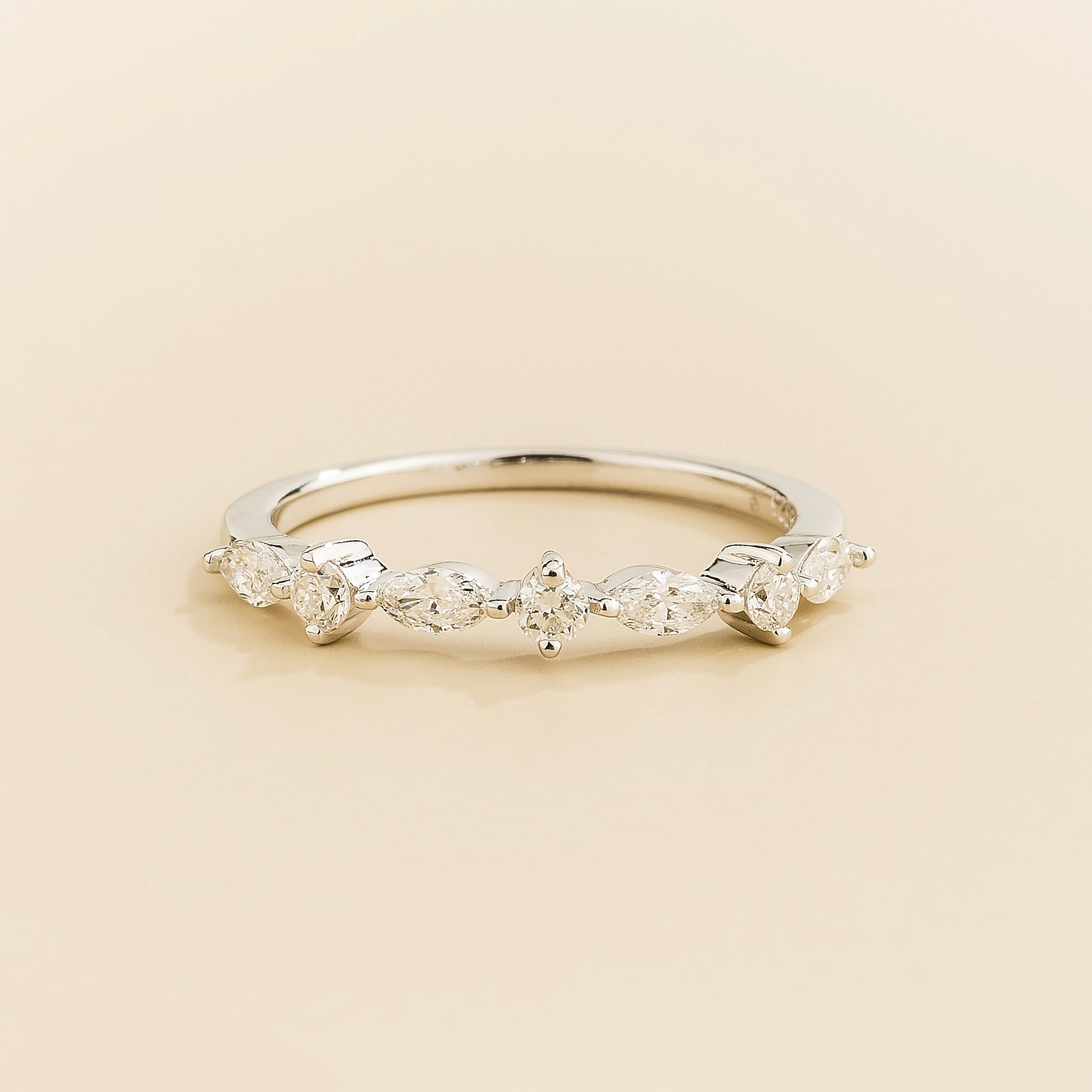 Marquise Diamond Half Eternity Band White Gold Ring