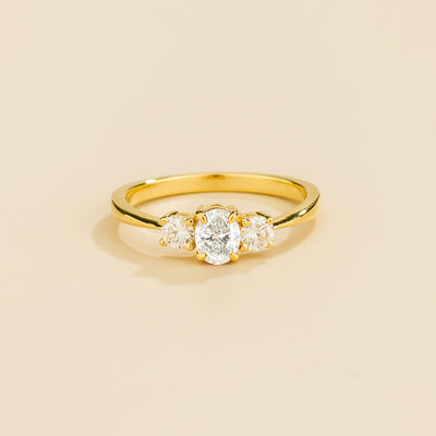 Boble Diamond Oval Three-Stone Ring in Gold