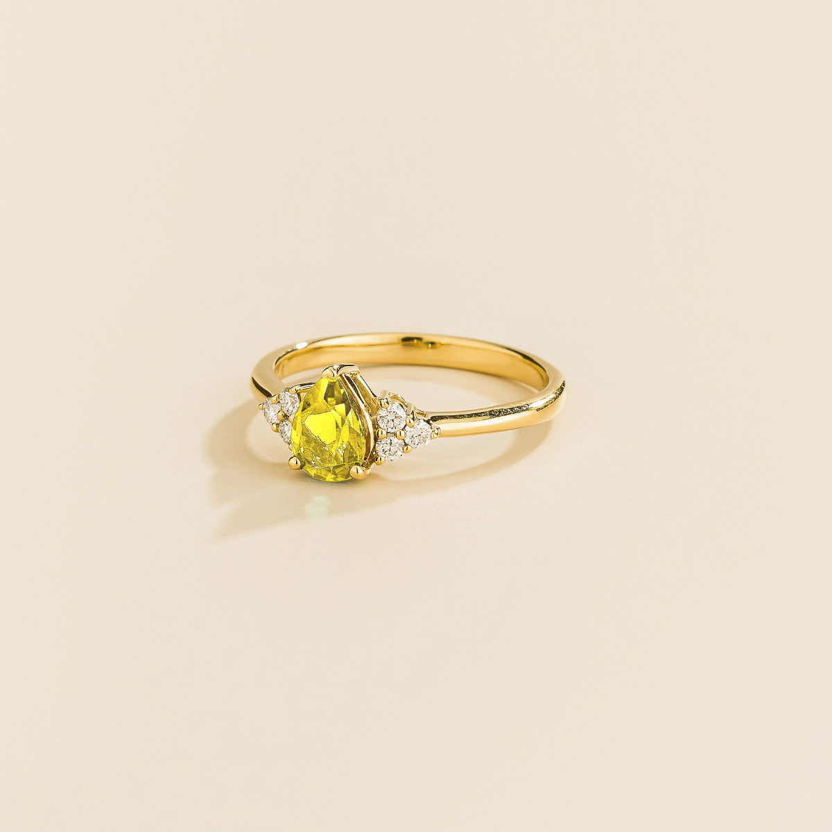 Nora Yellow Sapphire & Diamond Pear Cut Ring in Gold