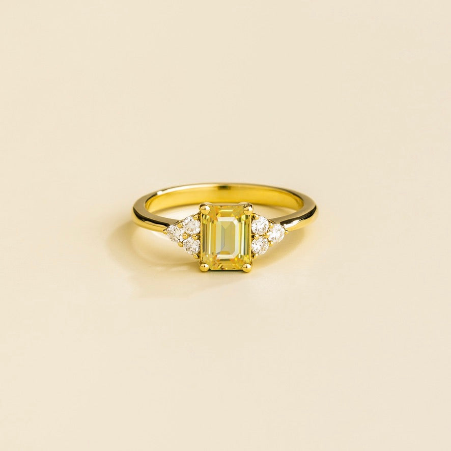 Chateau Yellow Sapphire Emerald-Cut & Diamond Ring in Gold