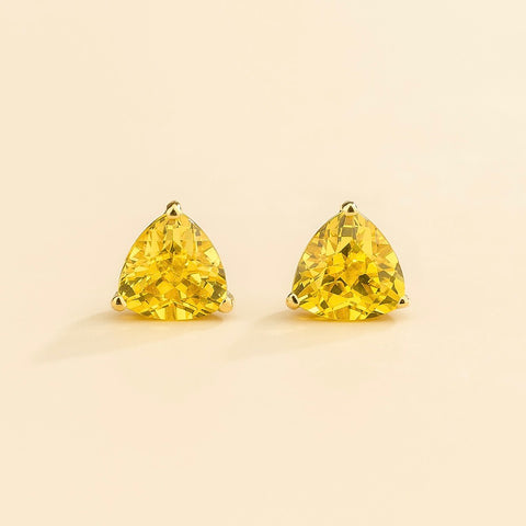 Emerald Earrings Juvetti Jewellery London Trillion Gold Earrings Set With Yellow Sapphire