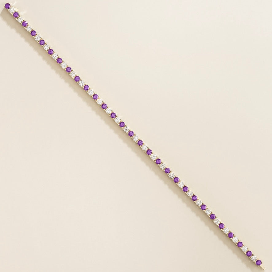Ciclo Purple Sapphire & Diamond Round Tennis Bracelet in White Gold