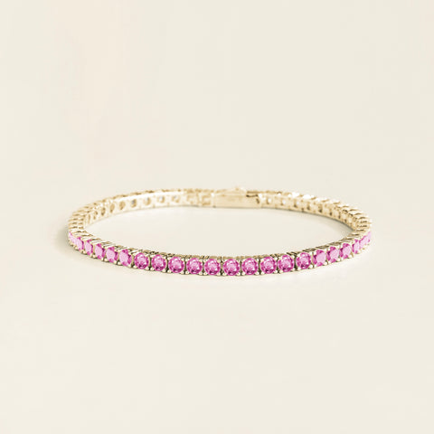 Ciclo Pink Sapphire Round Tennis Bracelet in White Gold