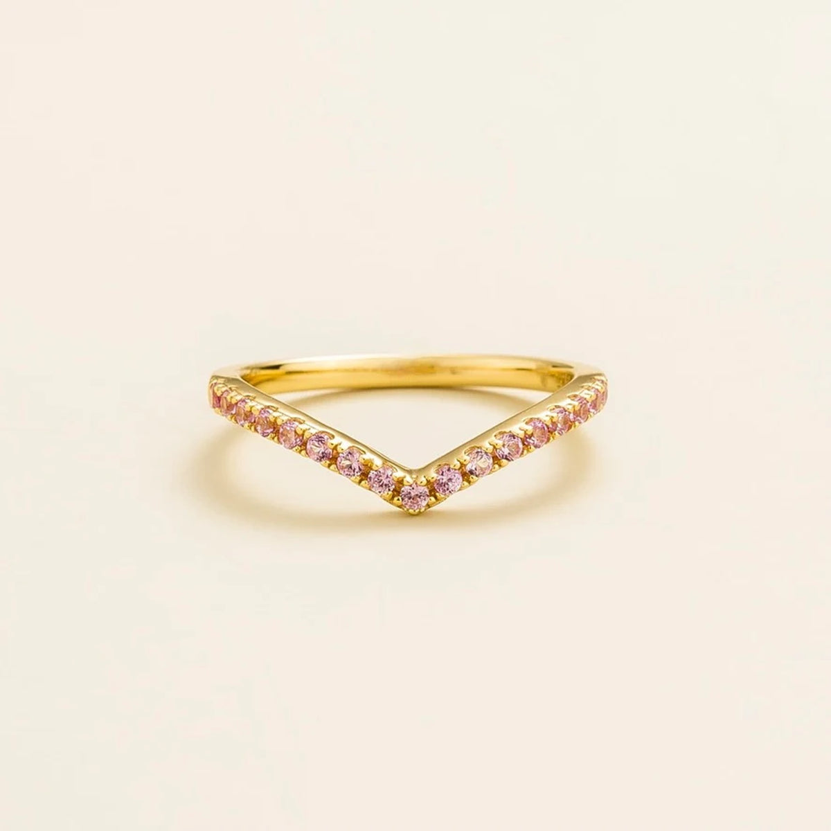 Kasso pink sapphire chevron ring in gold