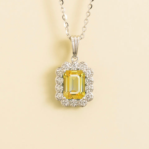 Verda White Gold Necklace In Yellow Sapphire and Diamonds Verda White Gold Necklace In Yellow Sapphire and Diamonds