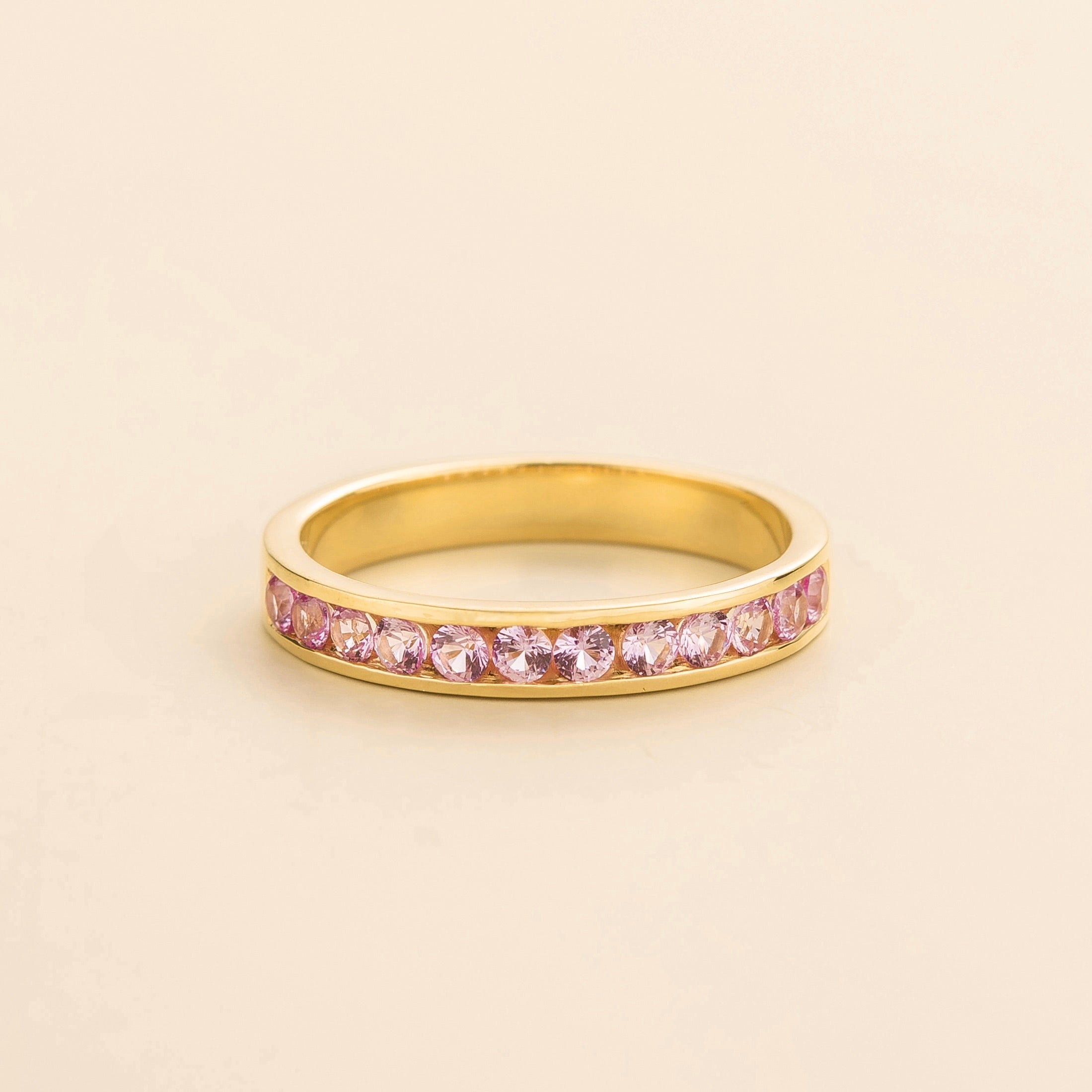 Margo Pink Sapphire Channel Band Ring in Gold