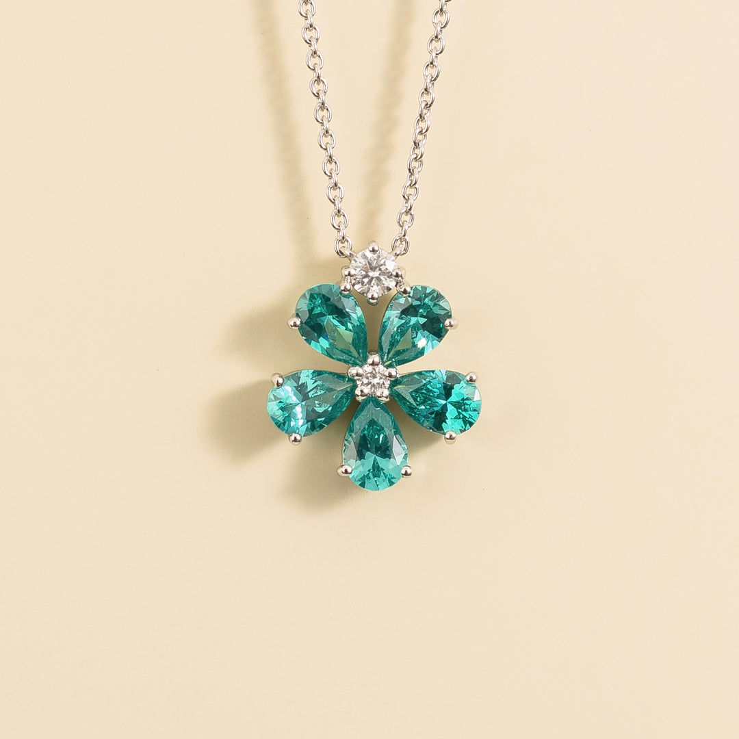 Florea Gold Necklace Paraiba Sapphire & Diamond