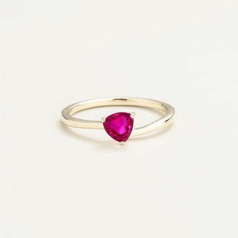 Trillion Vivid Pink Sapphire Solitaire Ring in White Gold