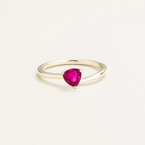 Trillion Vivid Pink Sapphire Solitaire Ring in White Gold