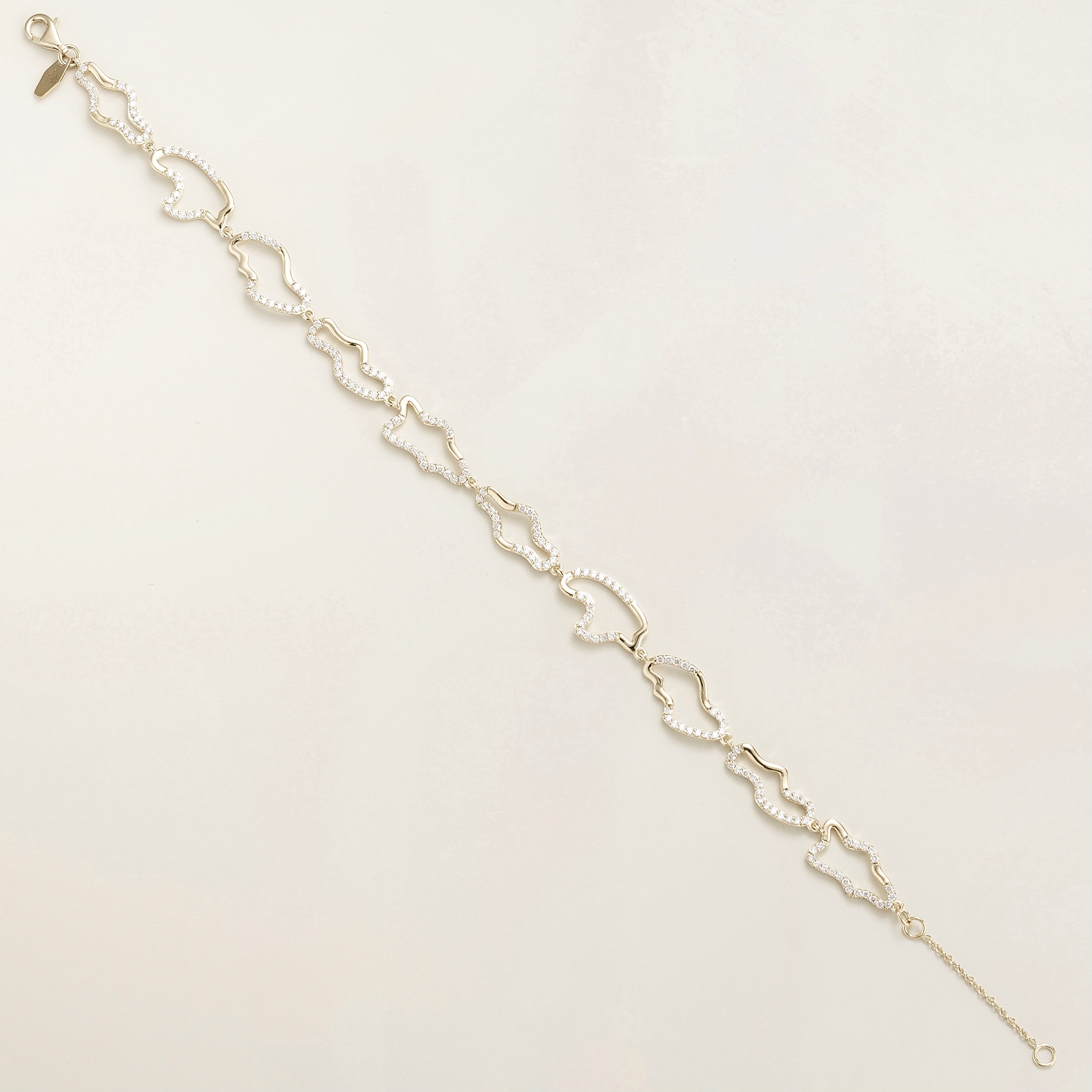 adjustable fluir bracelet in white gold with diamonds