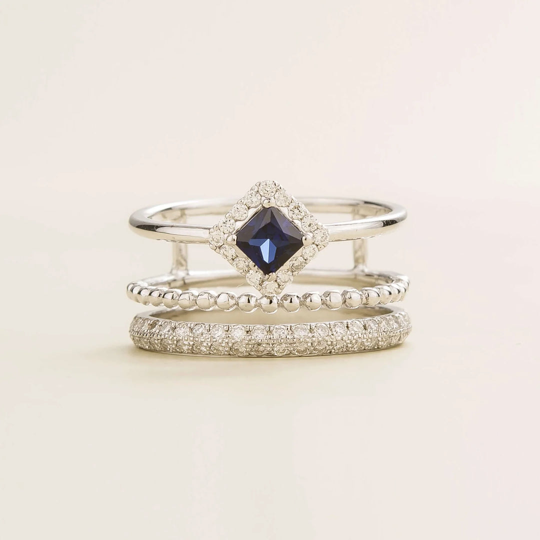 Amici Blue Sapphire White Gold Ring and Diamond By Juvetti London