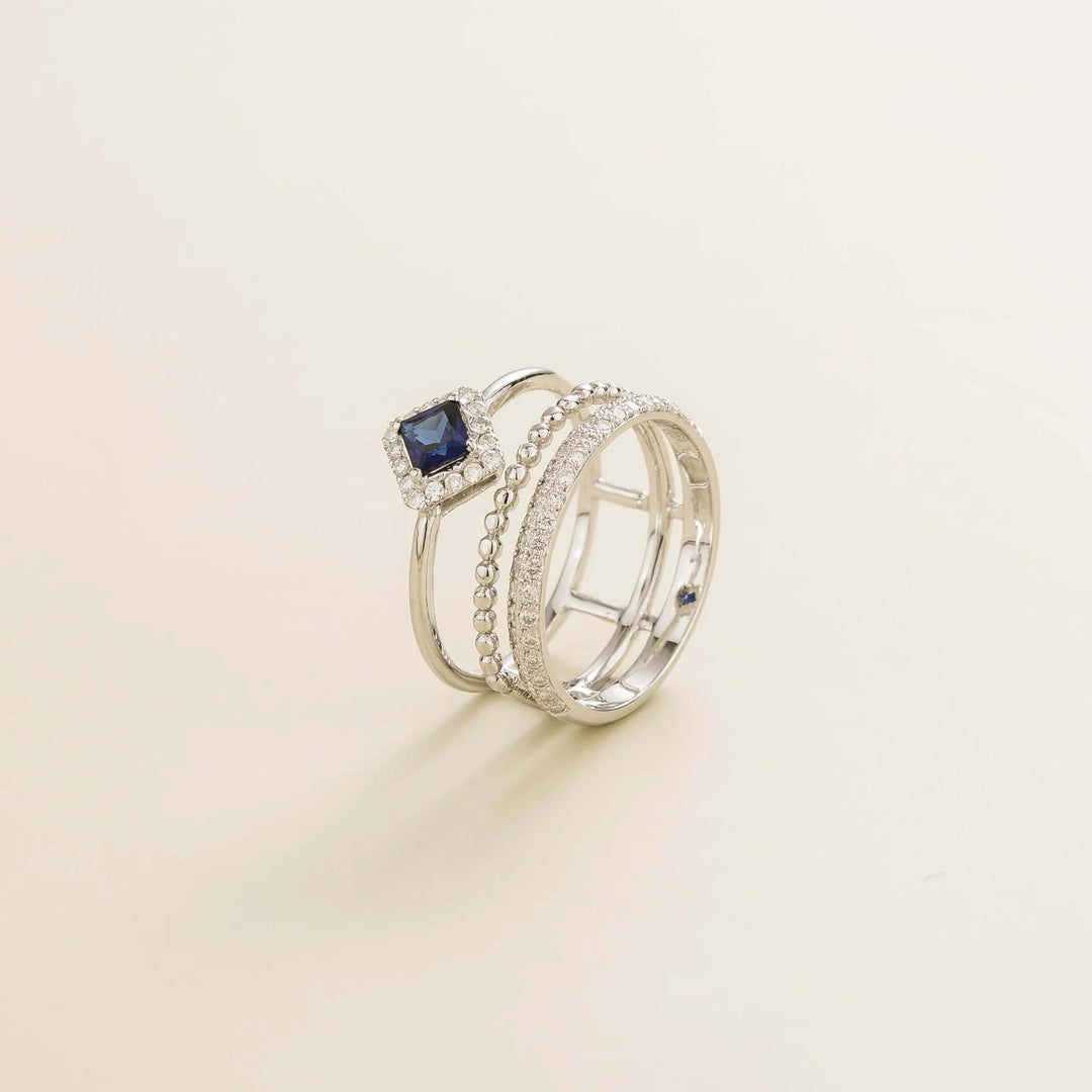 Amici Blue Sapphire White Gold Ring and Diamond By Juvetti UK