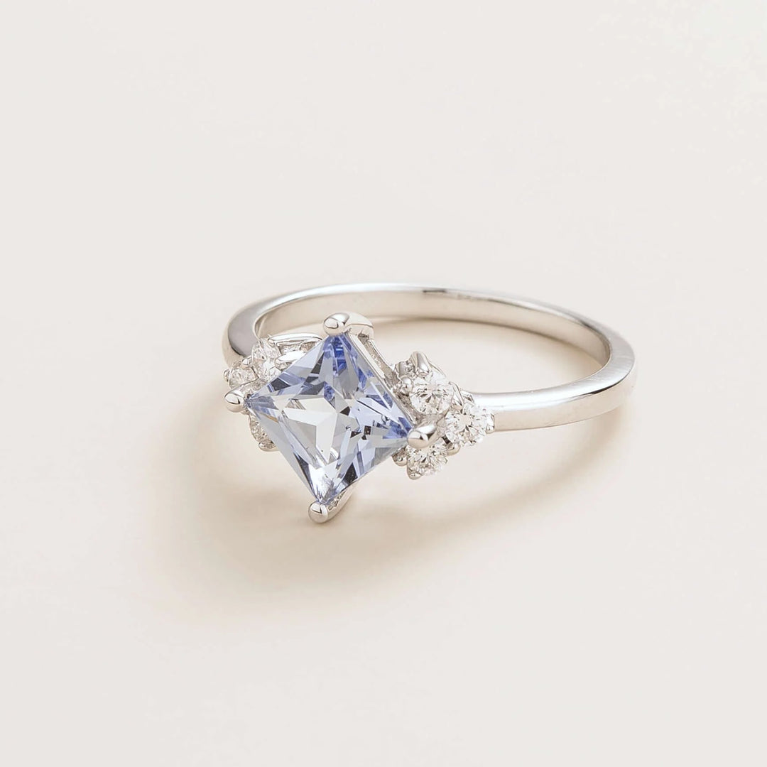 Amore Blue Sapphire White Gold Ring Pastel and Diamond By Juvetti London UK