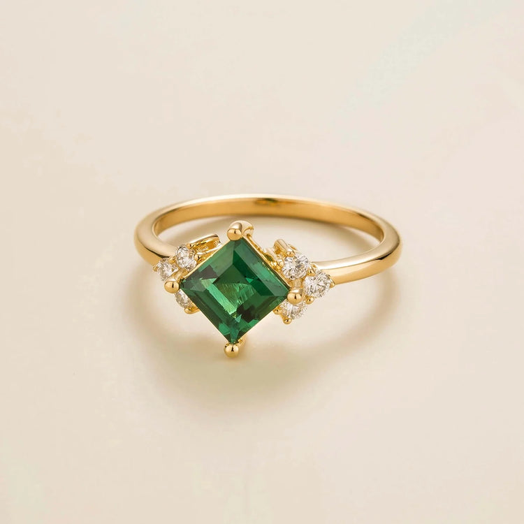 Amore Gold Ring Emerald and Diamond Bespoke Jewellery From London UK