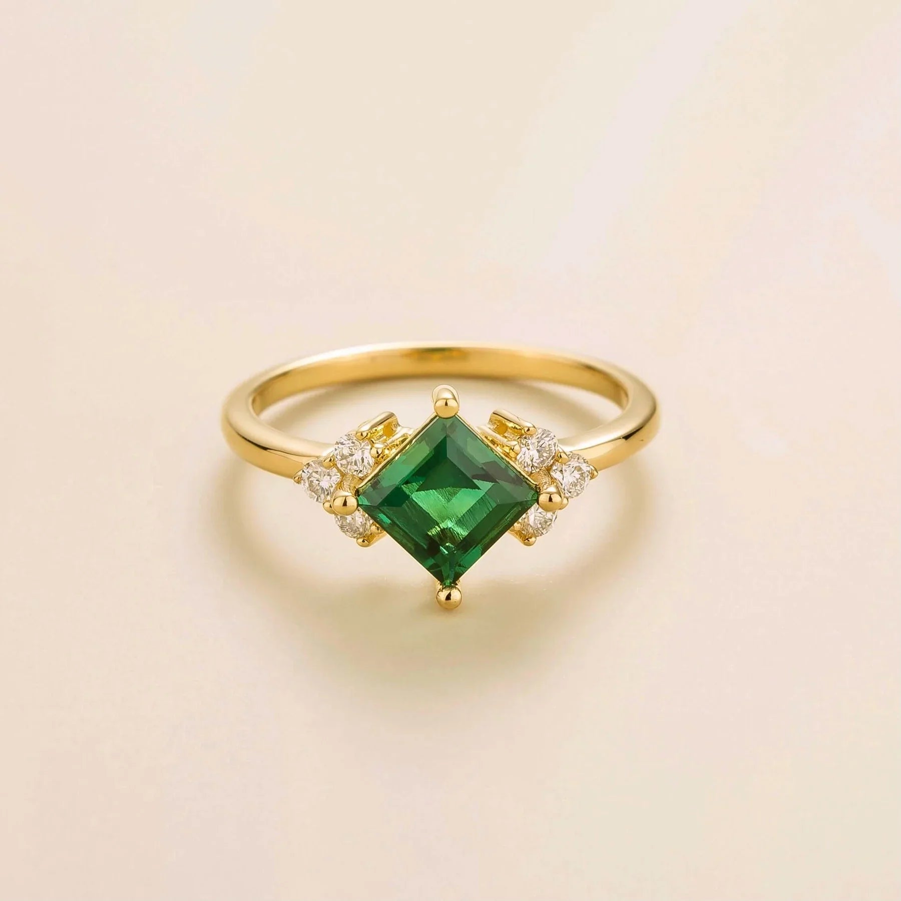 Amore Emerald Princess-Cut & Diamond Ring in Gold