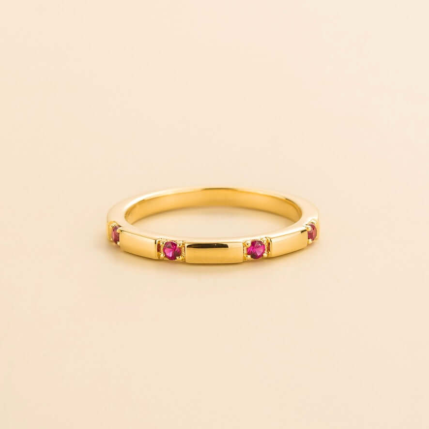 Balans Ring In Ruby Set In Gold Juvetti Jewellery London Uk