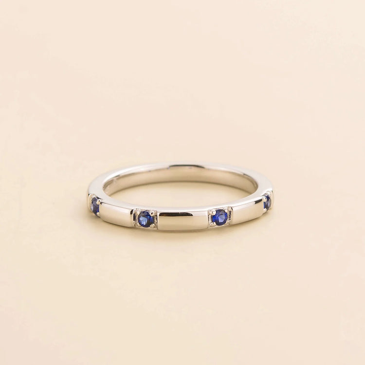 Balans White Gold Ring Set With Blue Sapphire Bespoke Jewellery From London UK