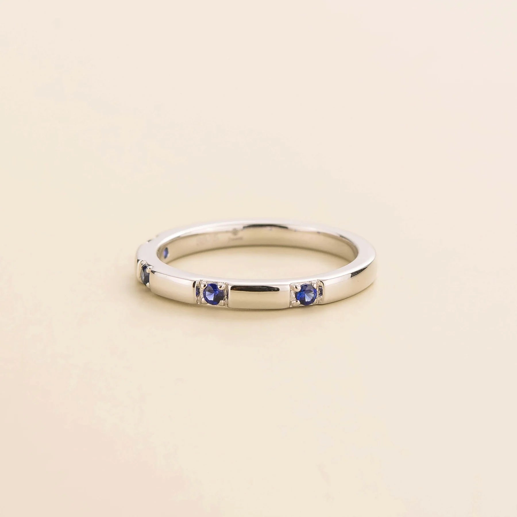 Balans White Gold Ring Set With Blue Sapphire Bespoke Jewellery From London