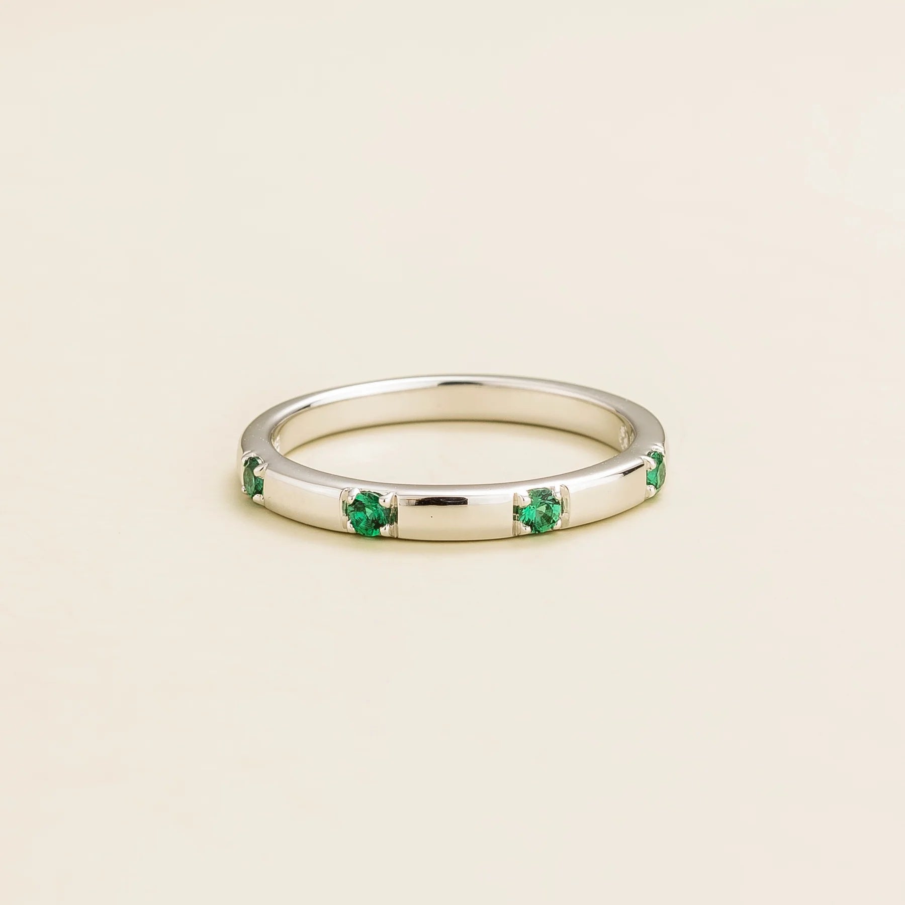 Balans White Gold Ring Set With Emerald By Juvetti Online Jewellery London