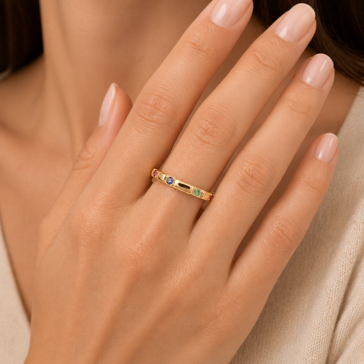 Balans Diamond Station Band Ring In Gold