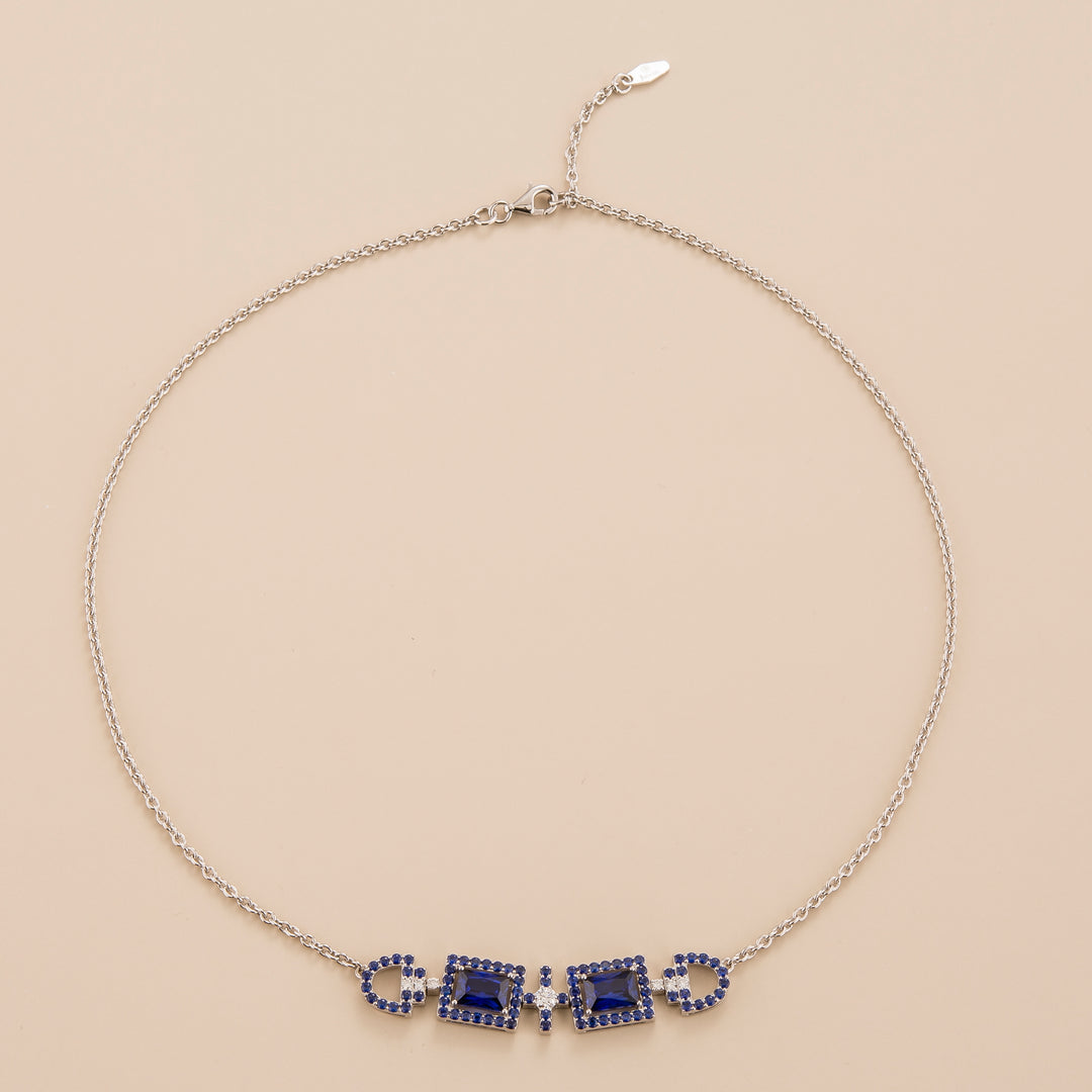 Ciceris White Gold Necklace Blue Sapphire & Diamond