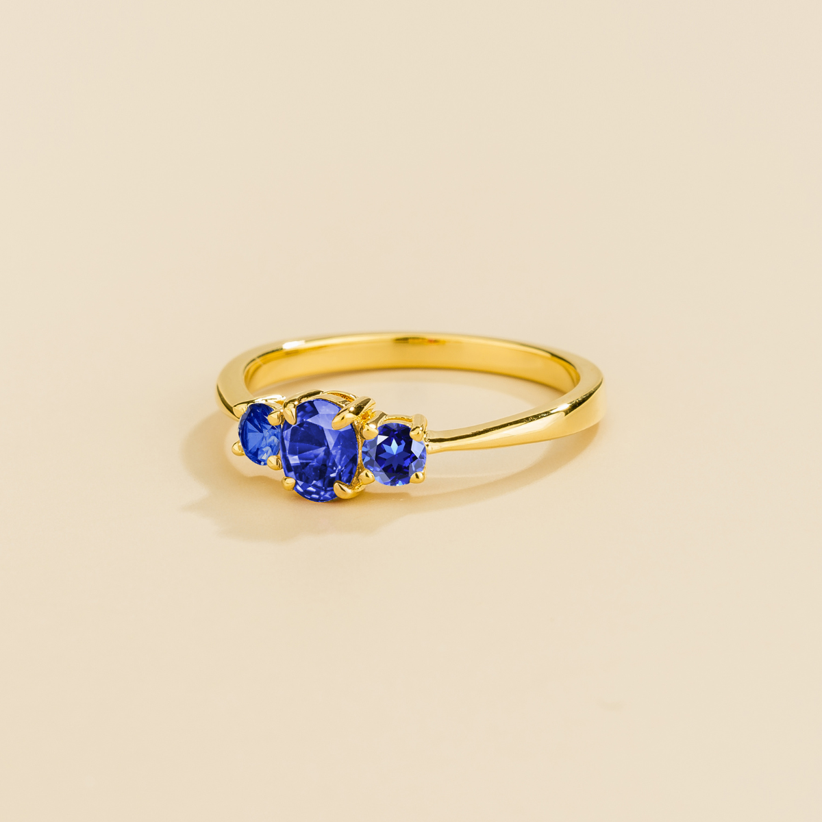 Boble Blue Sapphire Oval Three-Stone Ring in Gold