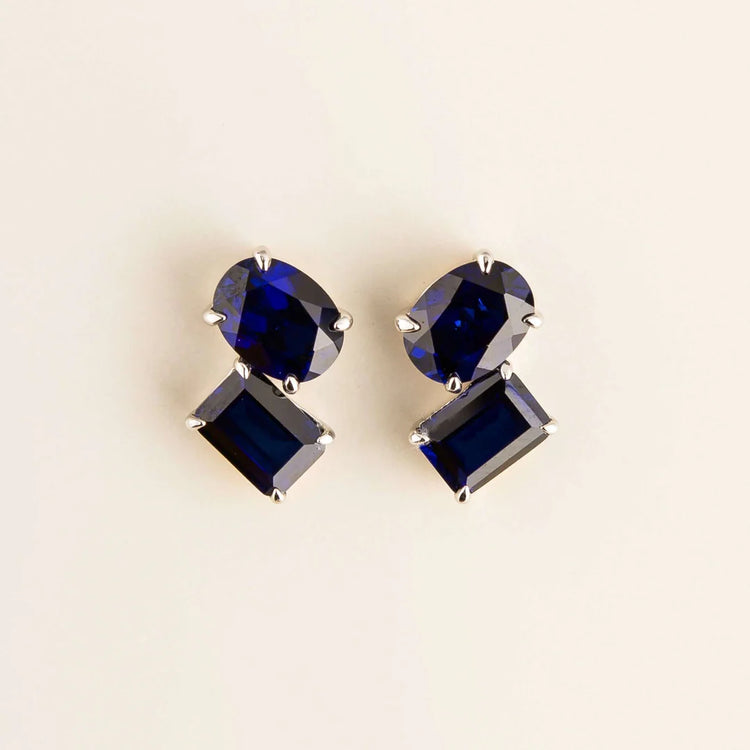 Buchon White Gold Earrings Set With Blue Sapphire By Juvetti London
