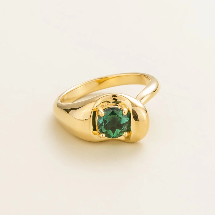 Buy Fava Gold Ring Set With Emerald By Juvetti Online Jewellery