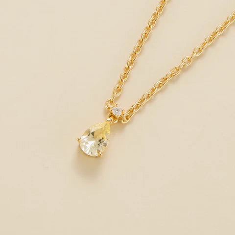 Ori Yellow Sapphire & Diamond Pear Drop Pendant Necklace In Gold - Small