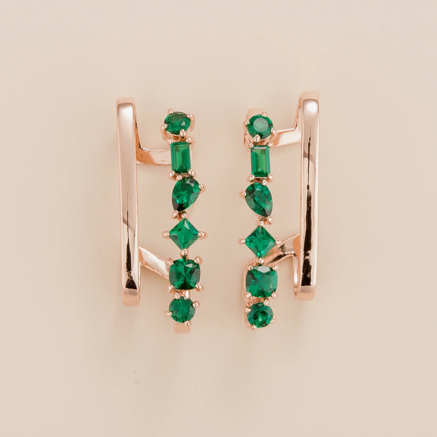 Buy Online Serene Rose Gold Earrings Set With Emerald Bespoke Jewellery Juvetti From London