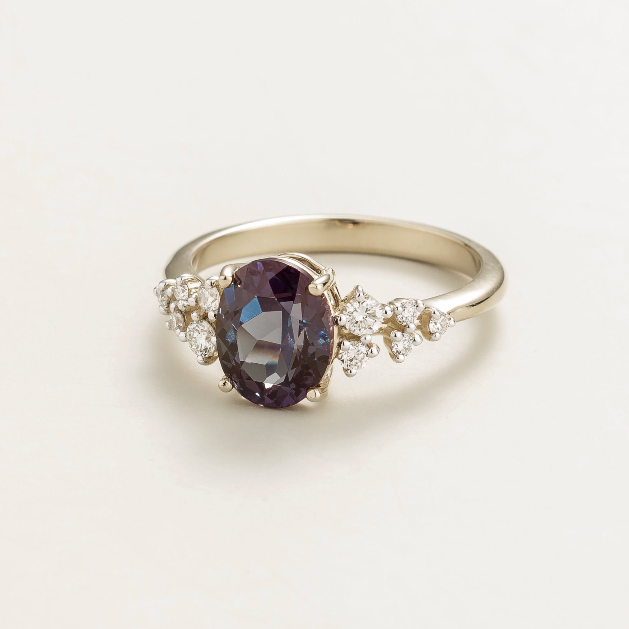 Buy Now Divo White Gold Ring In Alexandrite and Diamond
