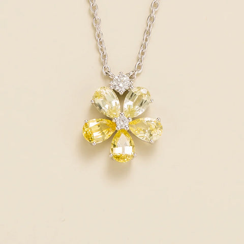 Florea White Gold Necklace Yellow Sapphire and Diamond Florea White Gold Necklace Yellow Sapphire and Diamond