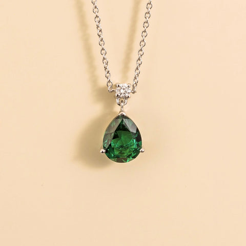 Emerald Earrings Juvetti Jewellery London Ori Medium Pendant Necklace In Emerald and Diamond Set In White Gold