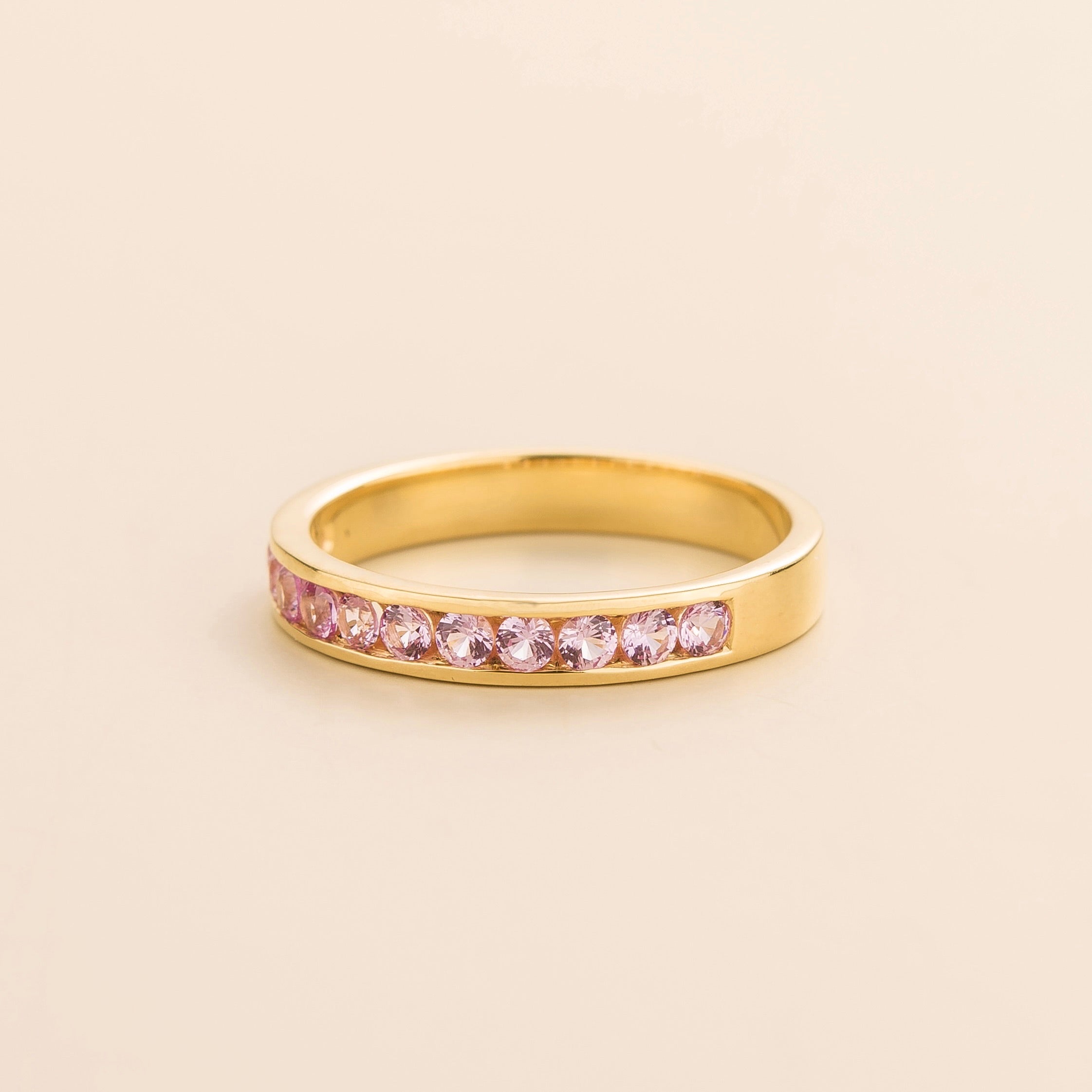 Margo Pink Sapphire Channel Band Ring in Gold