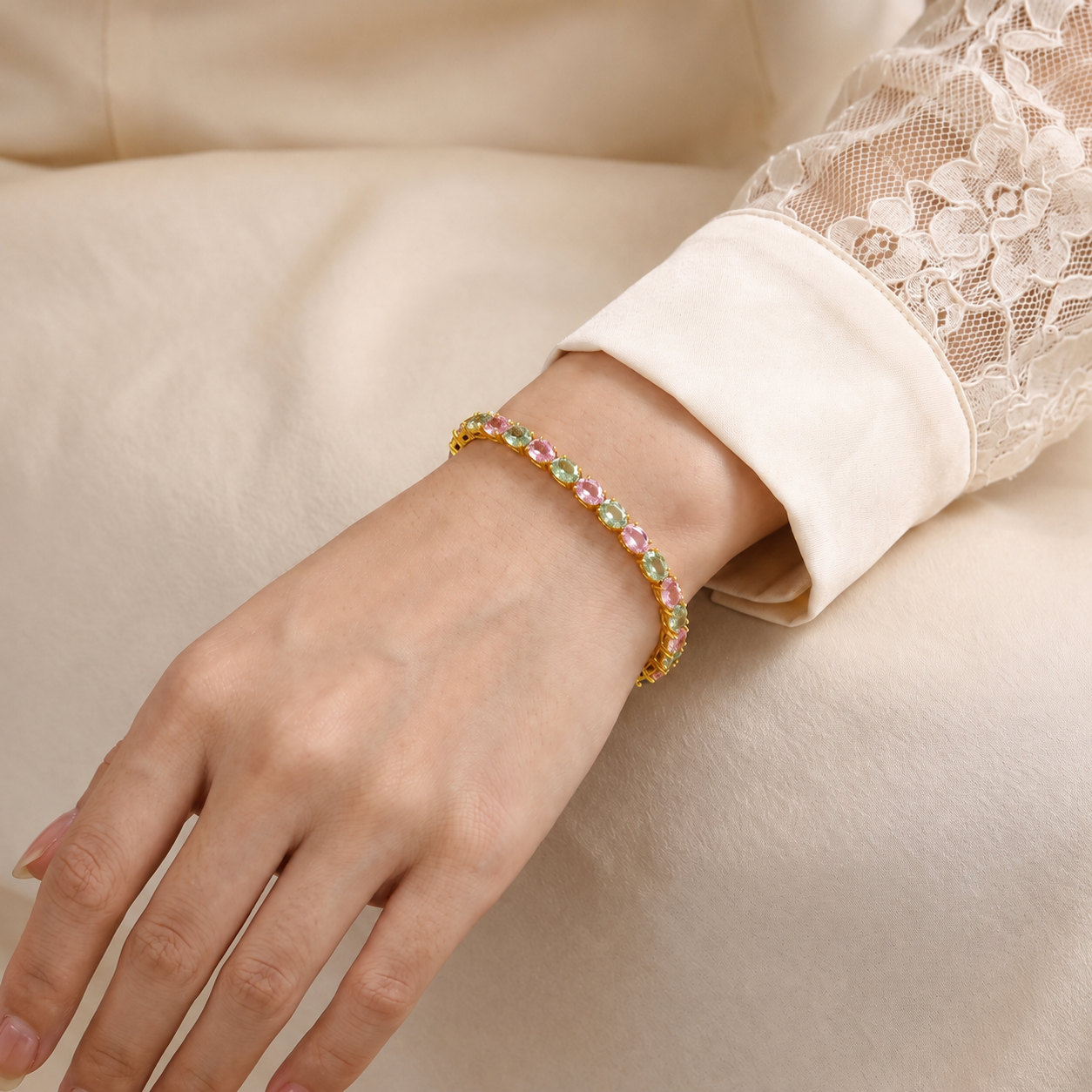 Salto Oval Tennis Bracelet worn on wrist