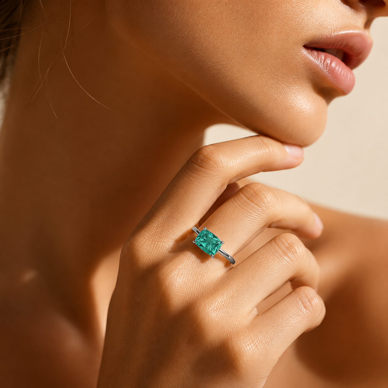 East-West Cushion Cut Solitaire Ring