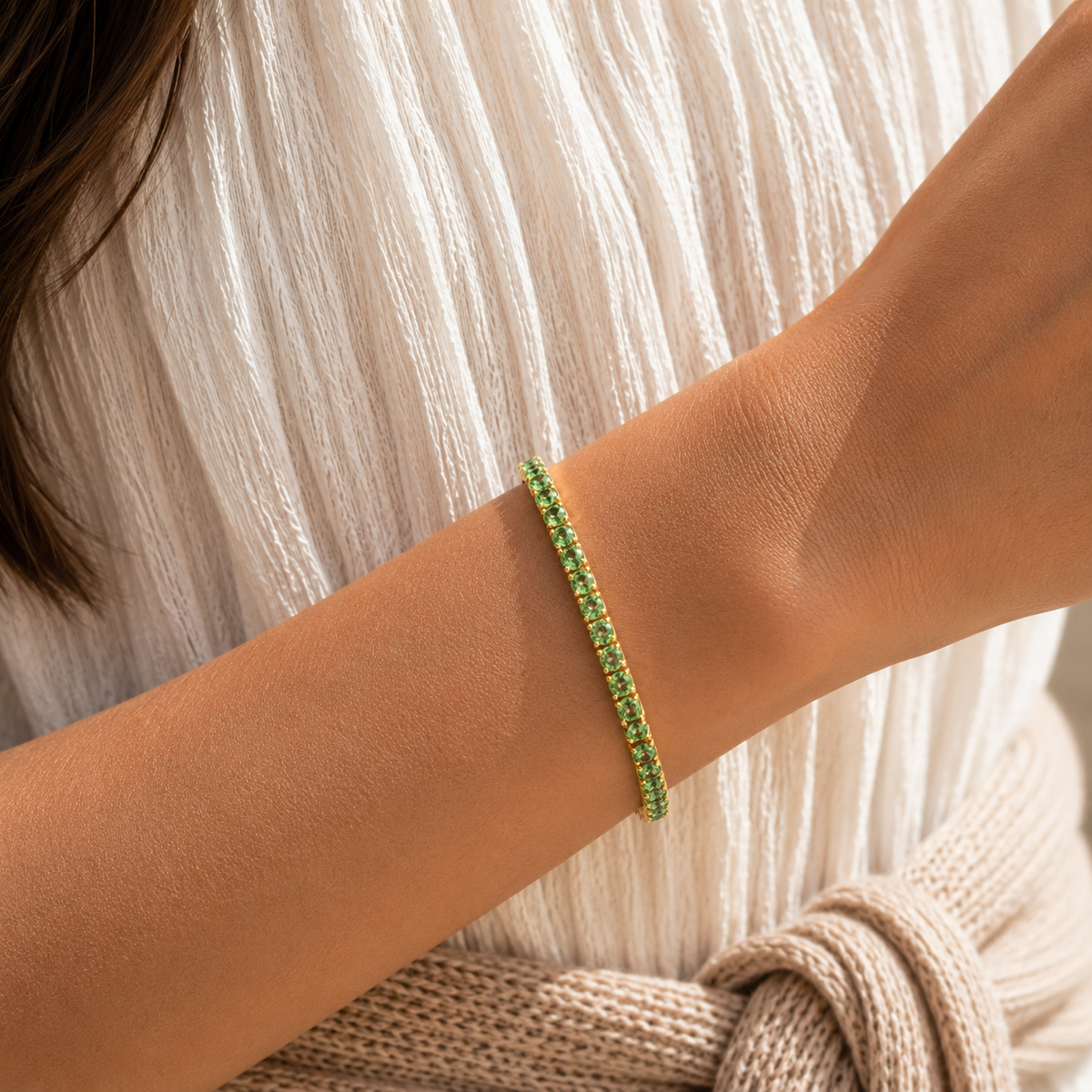 Stacy Green Sapphire Round Tennis Bracelet in Gold