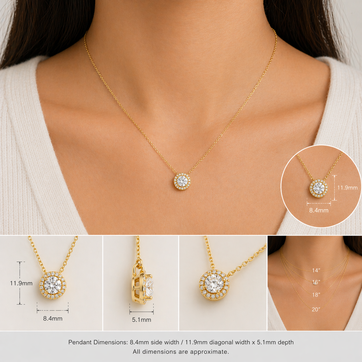 Mars Ruby Round & Diamond Halo Necklace In White Gold