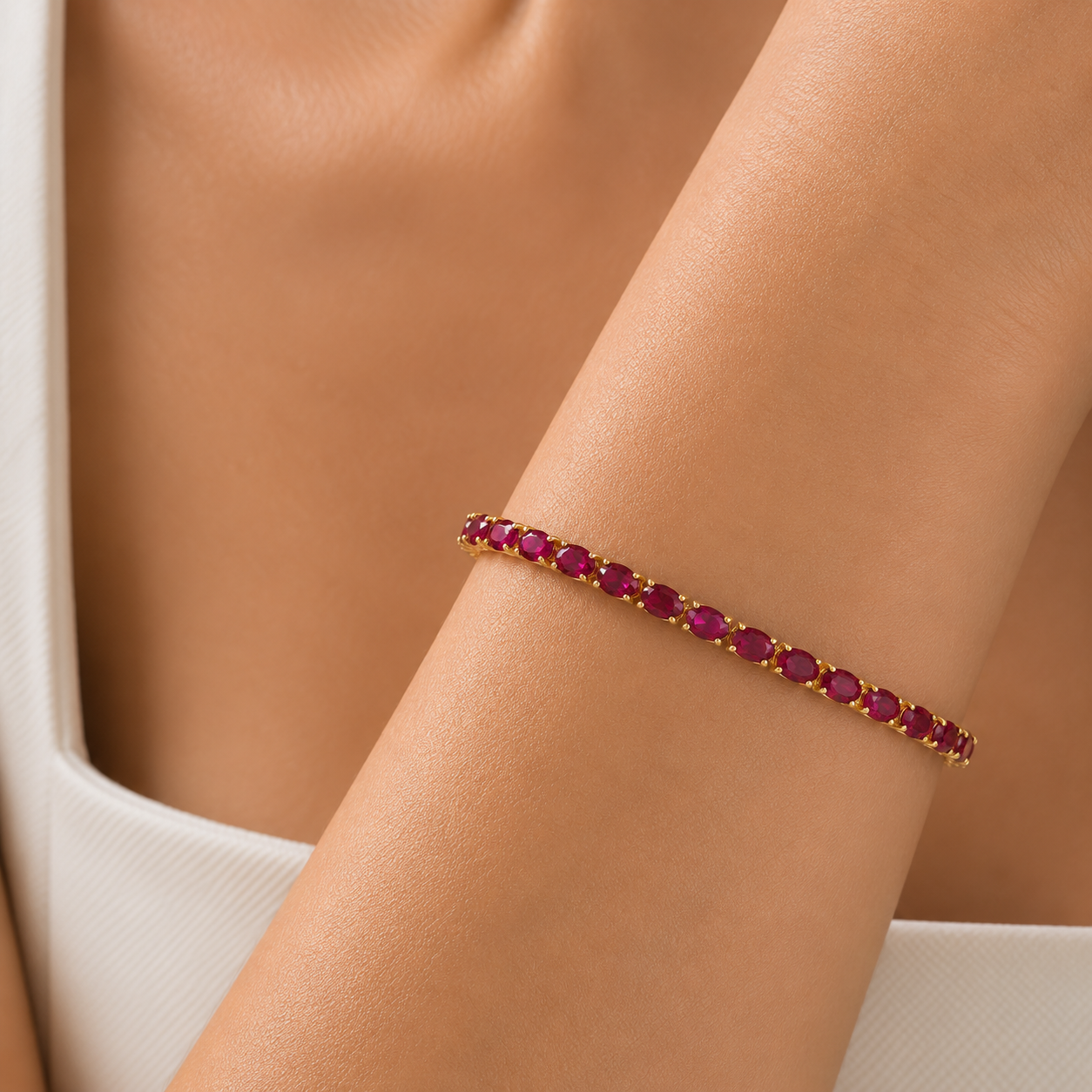 Salto Ruby Oval Tennis Bracelet in Gold