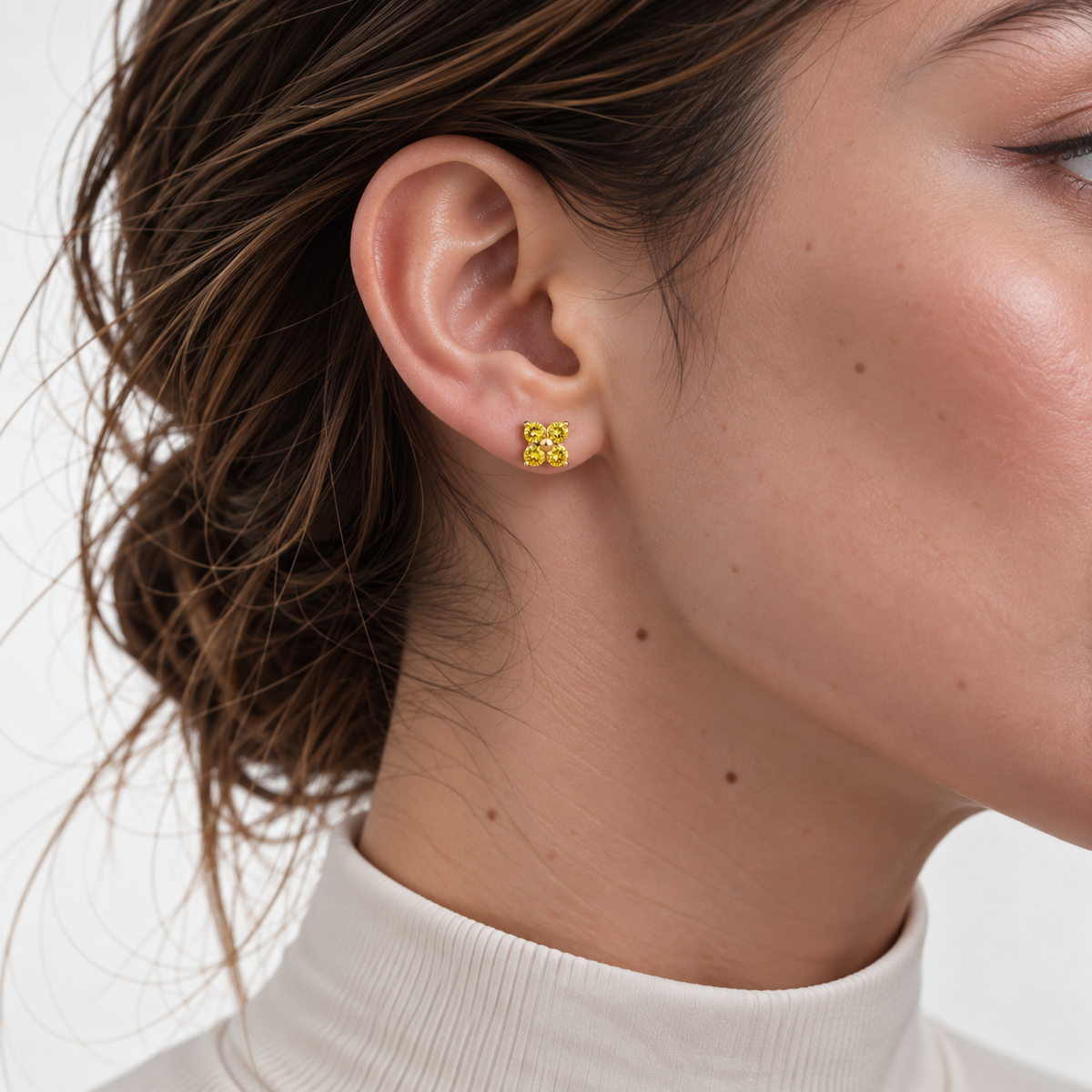 Clover Yellow Sapphire Earrings In Gold