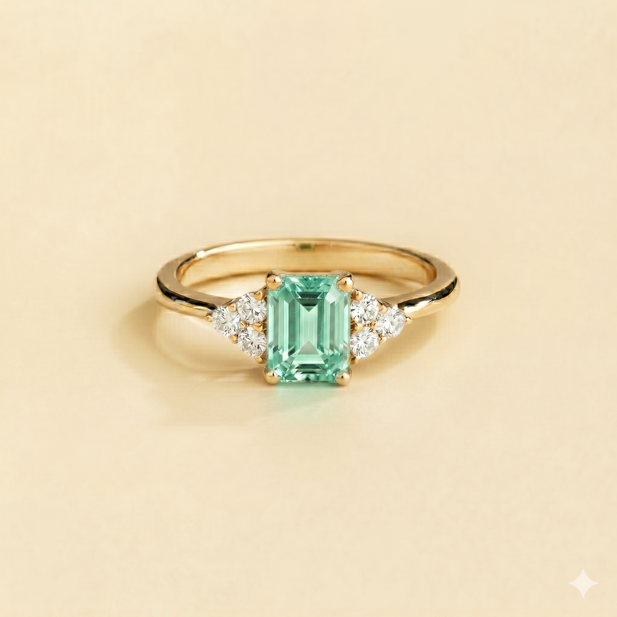 Chateau Green Sapphire Emerald-Cut & Diamond Ring in Gold