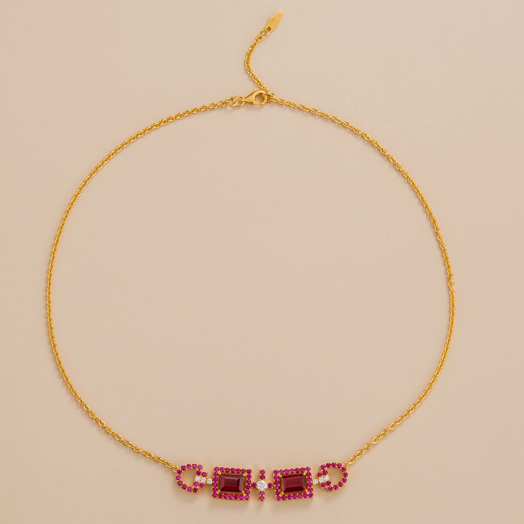 Ciceris Gold Necklace Ruby Diamond Juvetti Jewellery London